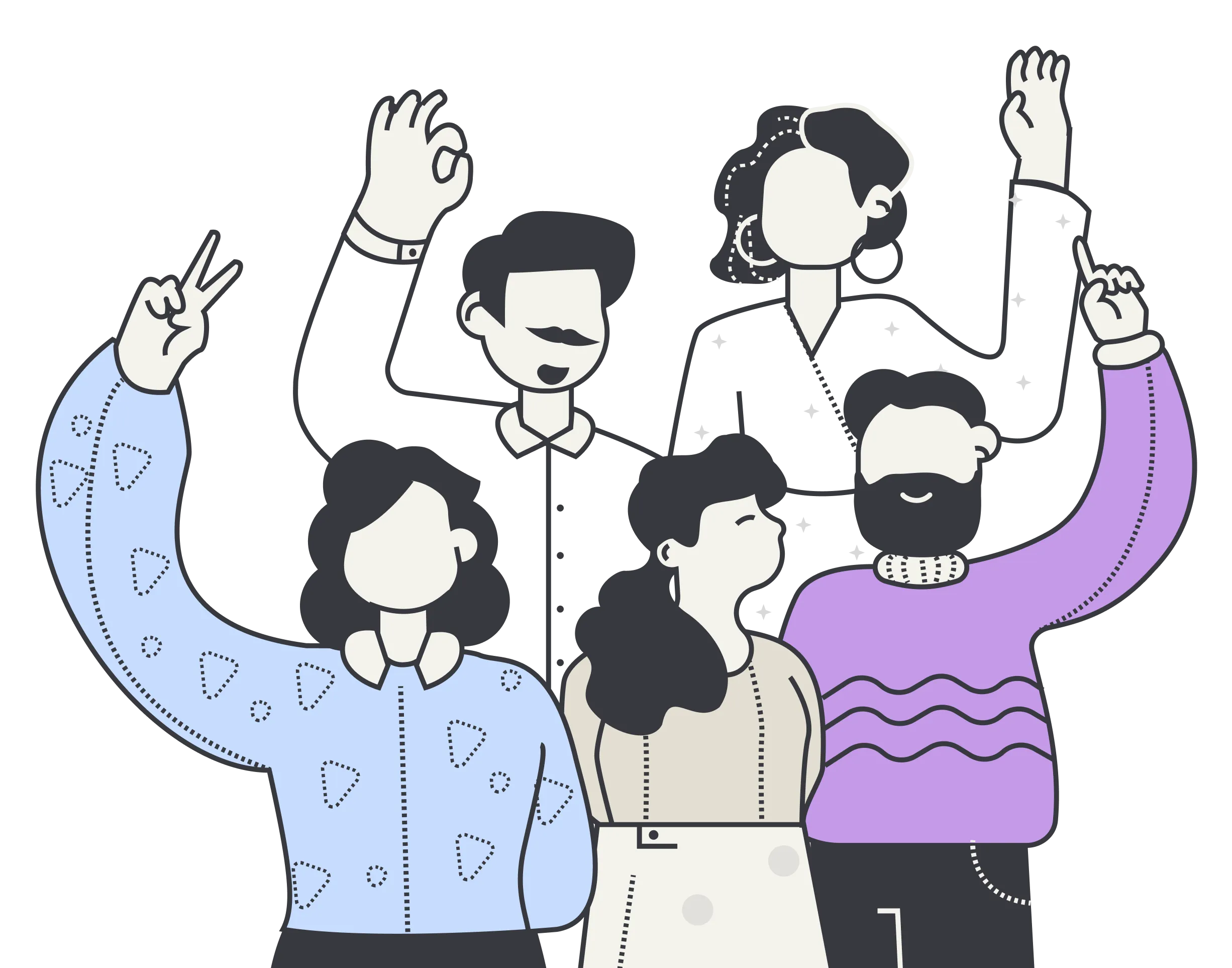 Illustration of a diverse group celebrating together